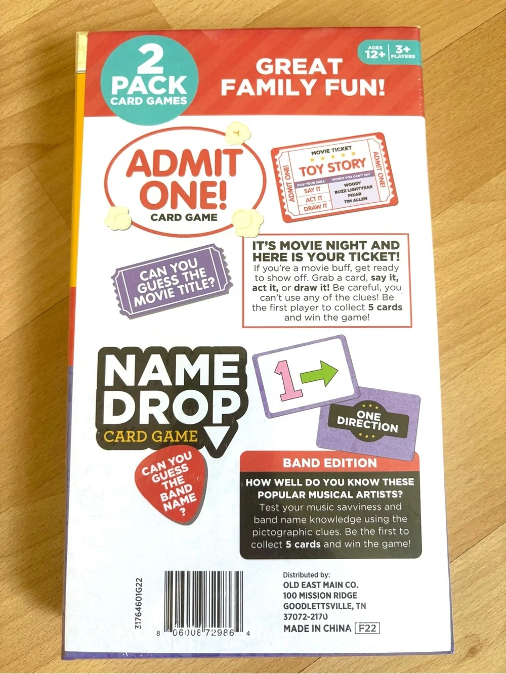 2-Pack Card Games Admit One & Name Drop with Timer | Family Game Night *NEW*